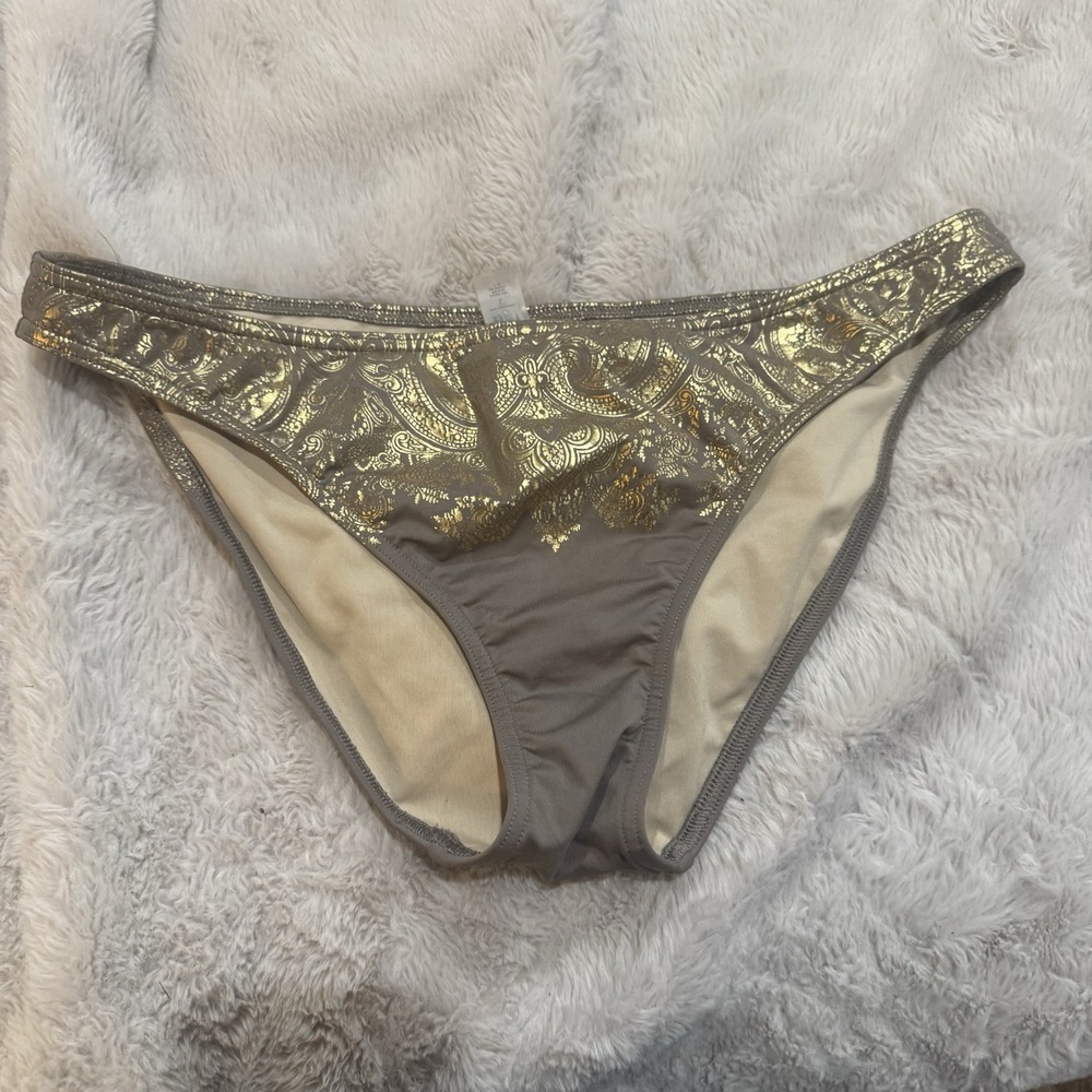 Victoria's Secret Brown Shimmer Metallic Bikini Bottom Y2K Large L VTG Swim